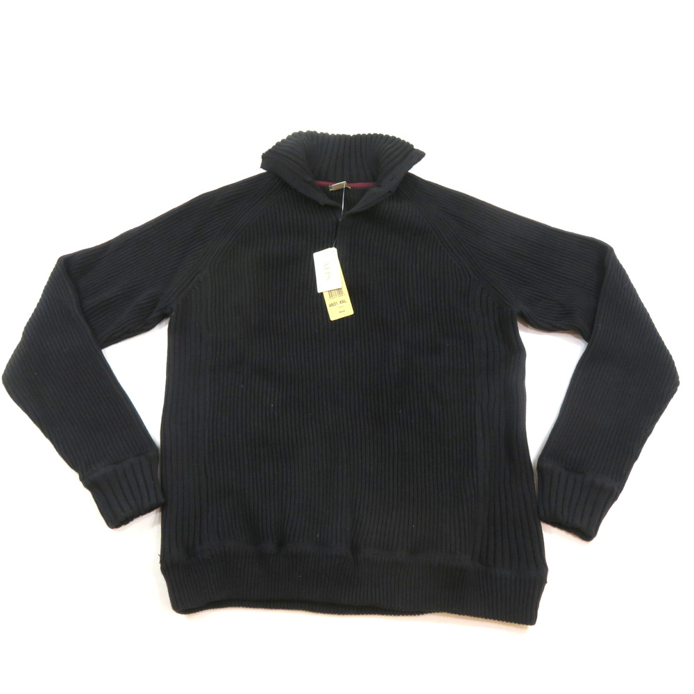 Alps Sweater Black Pullover 1/4 Button Sz 2XL Cotton New